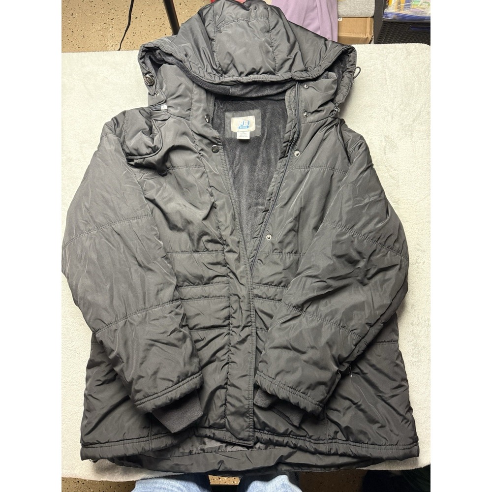 SB Active Womens Black Hooded Lined Zip Puffer Jacket Plus Size 1X